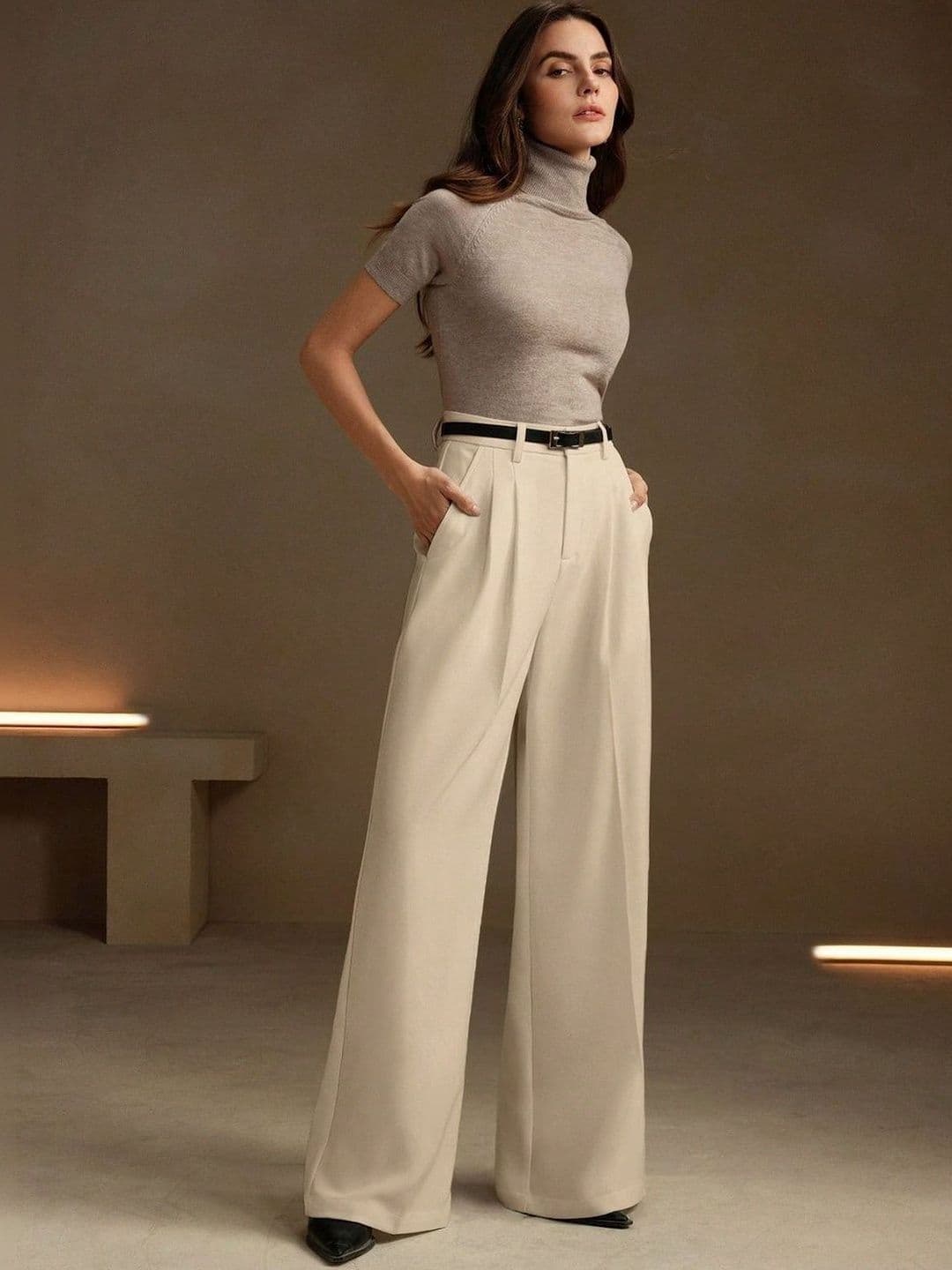Stylecast X Kotty Women Straight Fit High-Rise Wrinkle Free Pleated Trousers - view 1