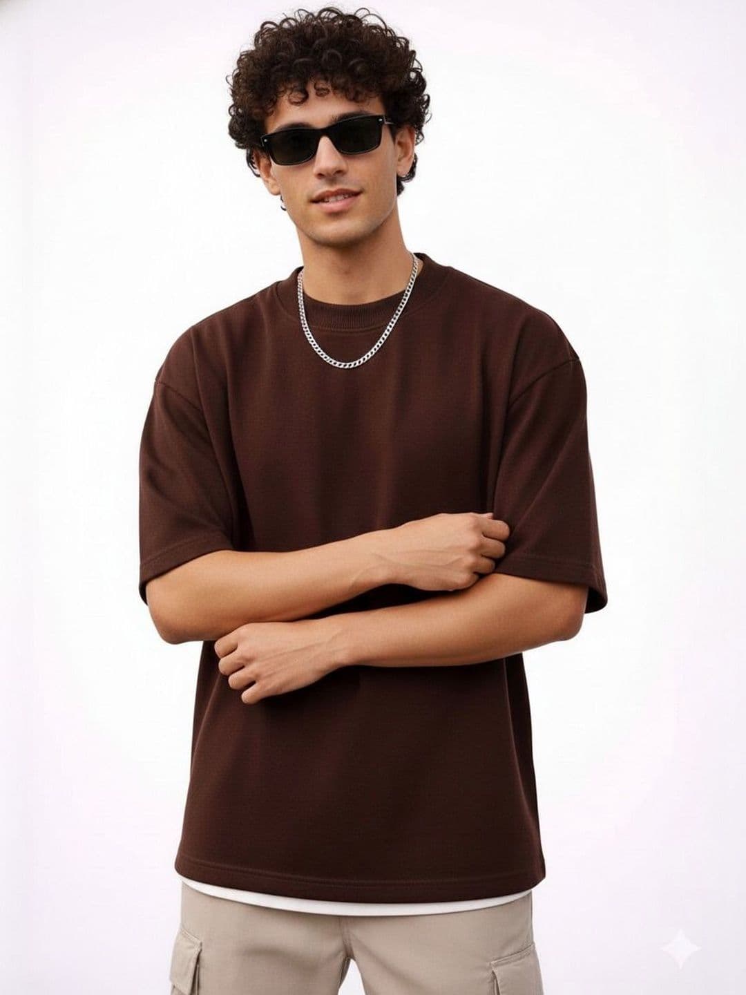 Organic Chics Men's Brown Relaxed Fit Cotton T-shirt - view 1