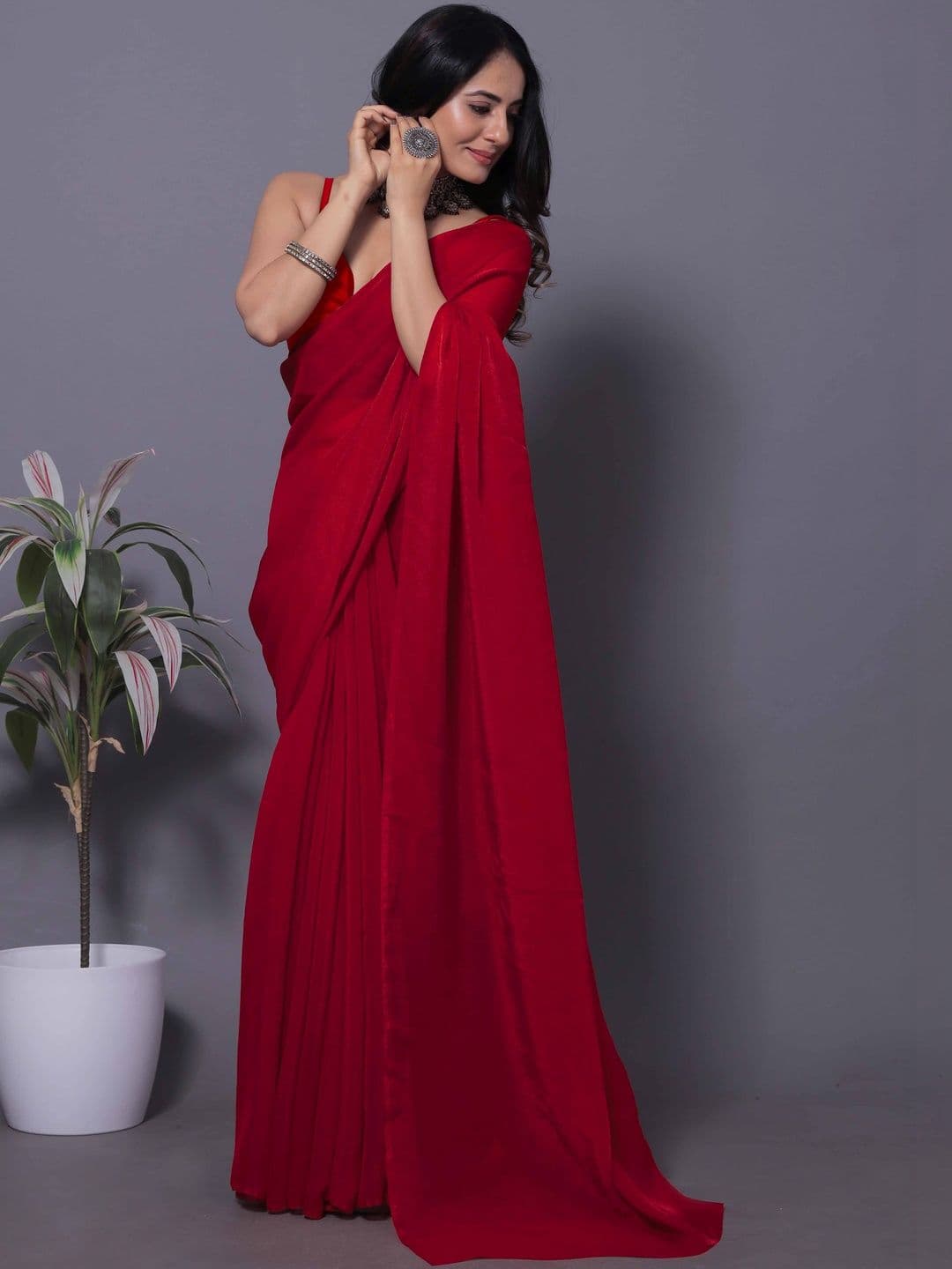 Anneca Poly Georgette Saree - view 1
