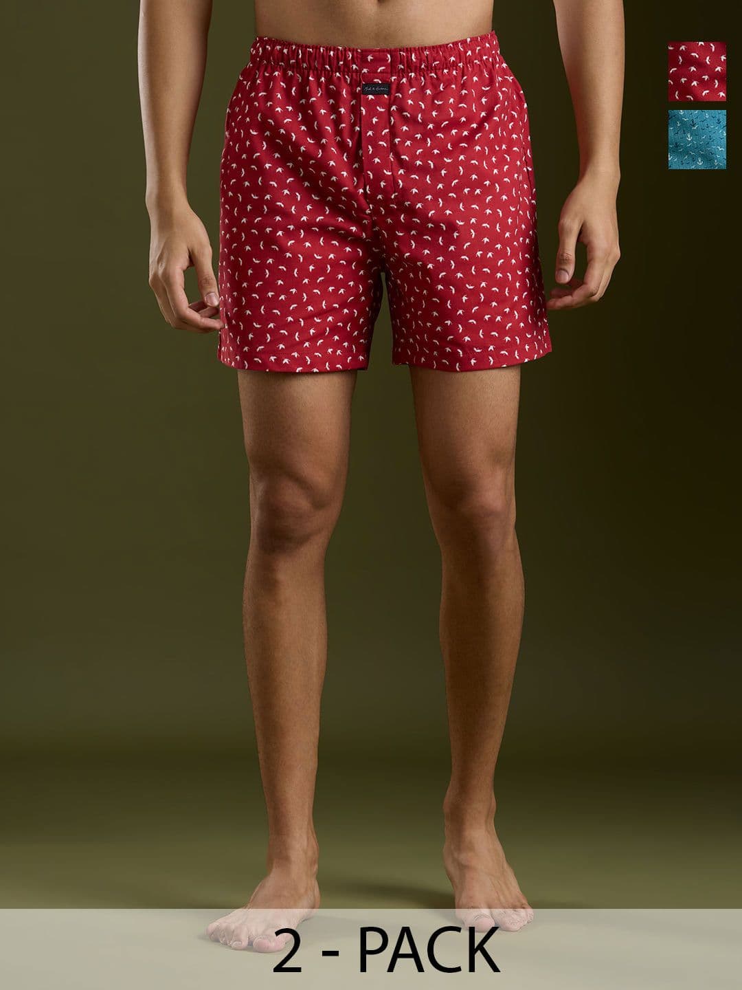 Mast & Harbour Pack Of 2 Printed Pure Cotton Boxers - view 1