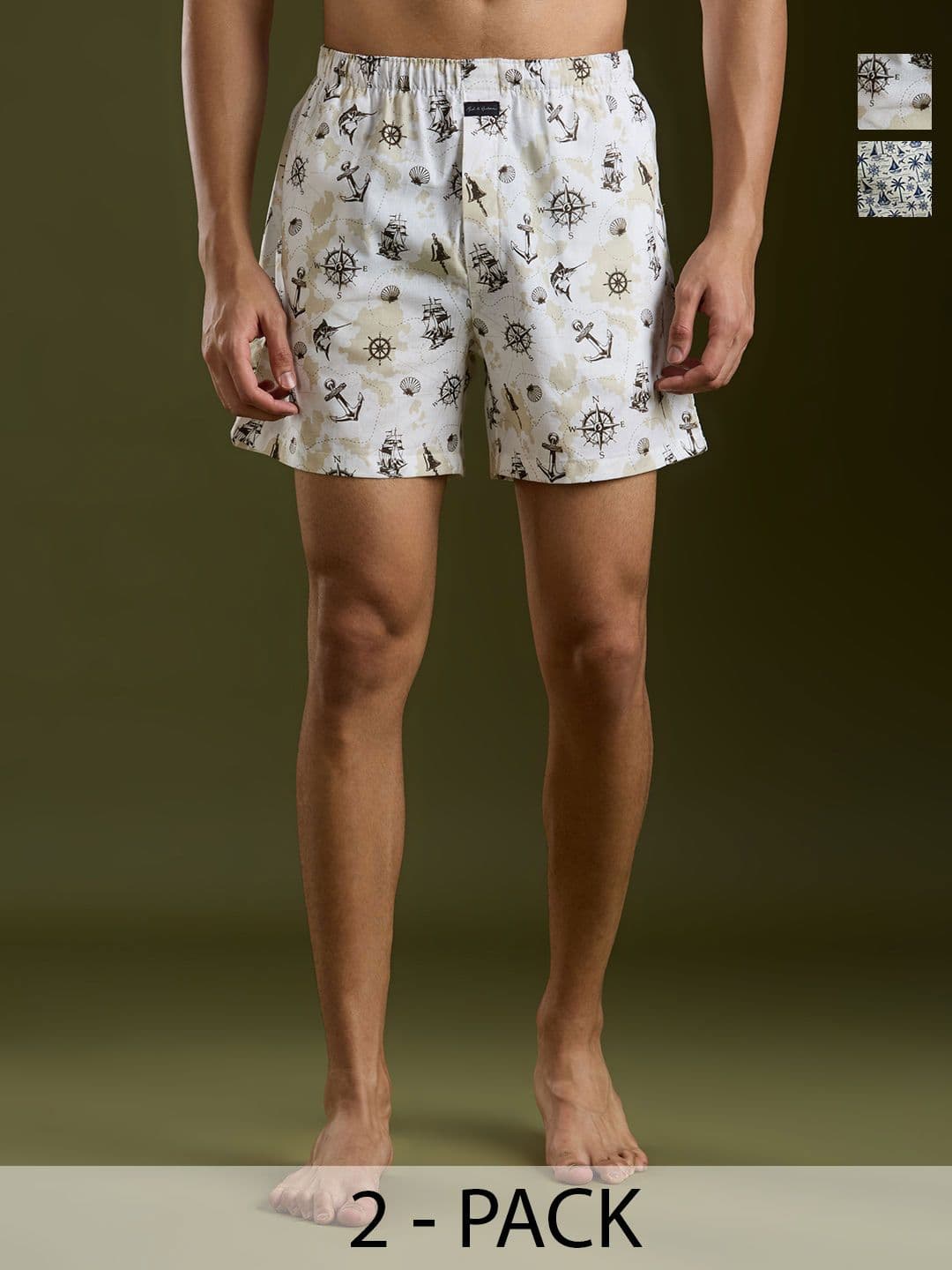 Mast & Harbour Pack Of 2 Printed Pure Cotton Boxers - view 1