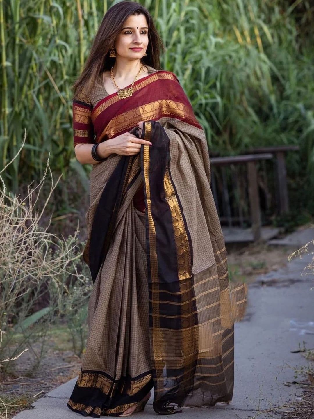 yourwish Woven Design Zari Pure Cotton Kovai Saree - view 1