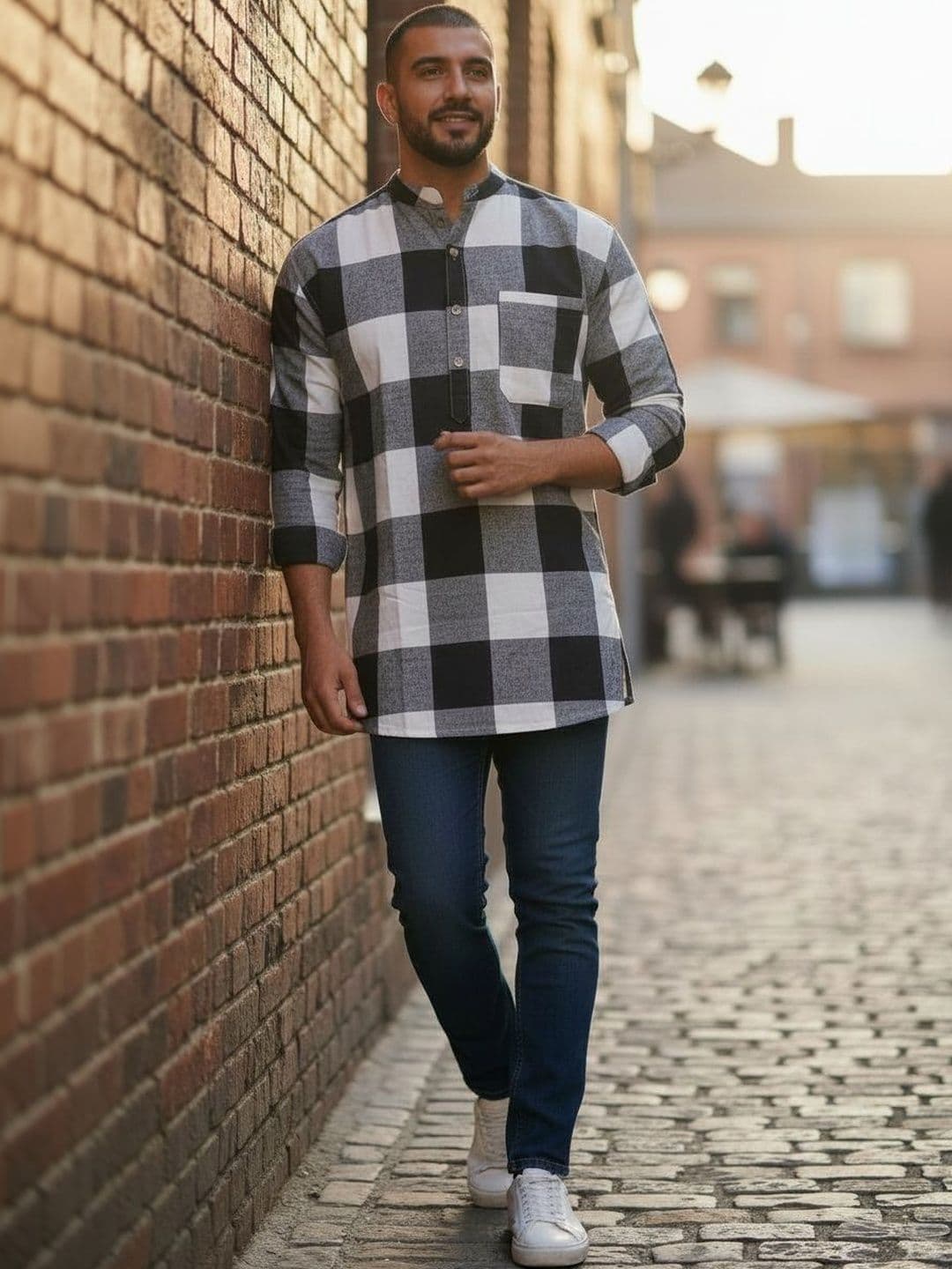 Cot'N Soft Men Checked Thread Work Kurta - view 1