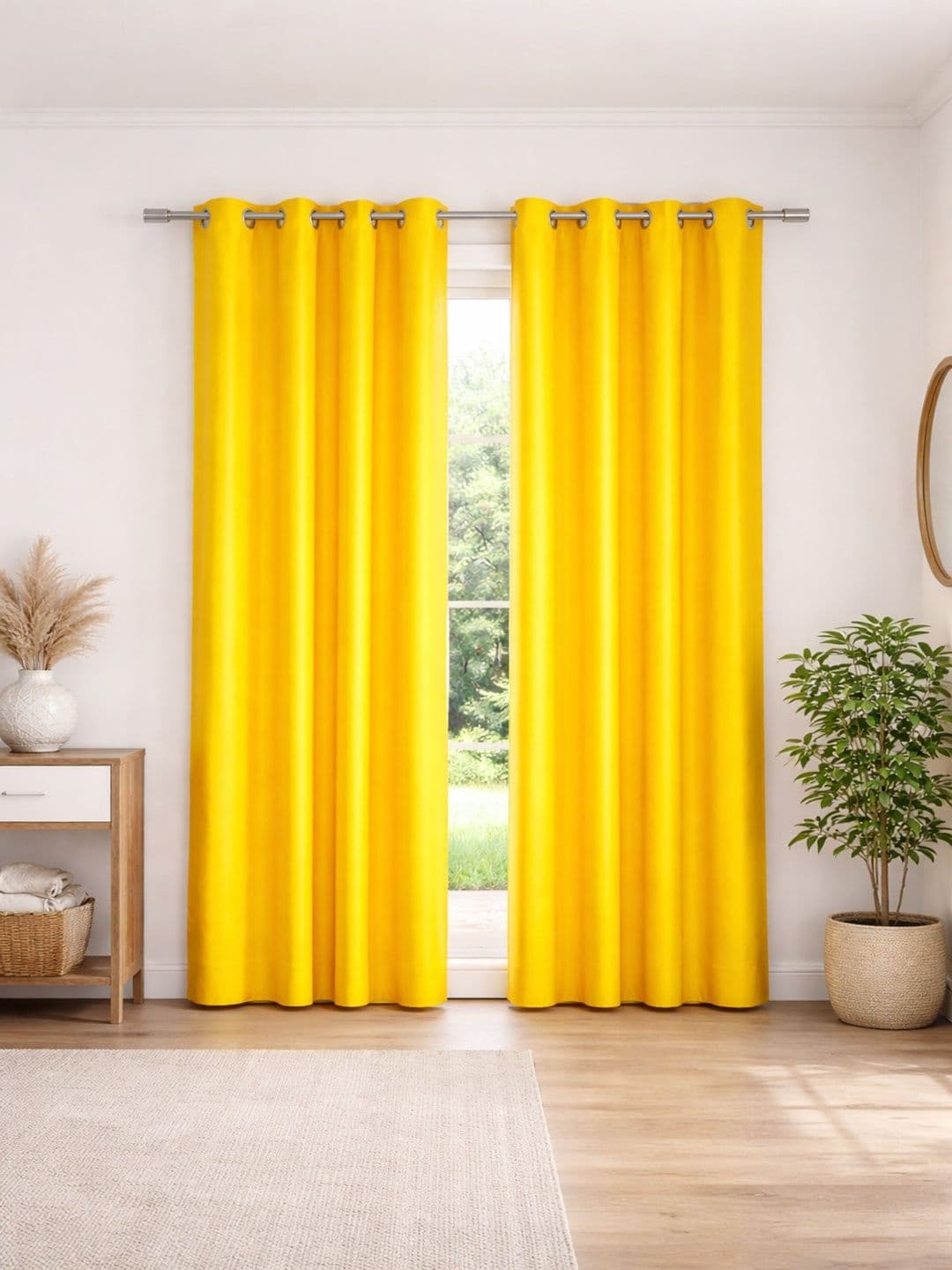 Kanodia Poly Fab Yellow Set of 2 Long Door Curtain - view 1