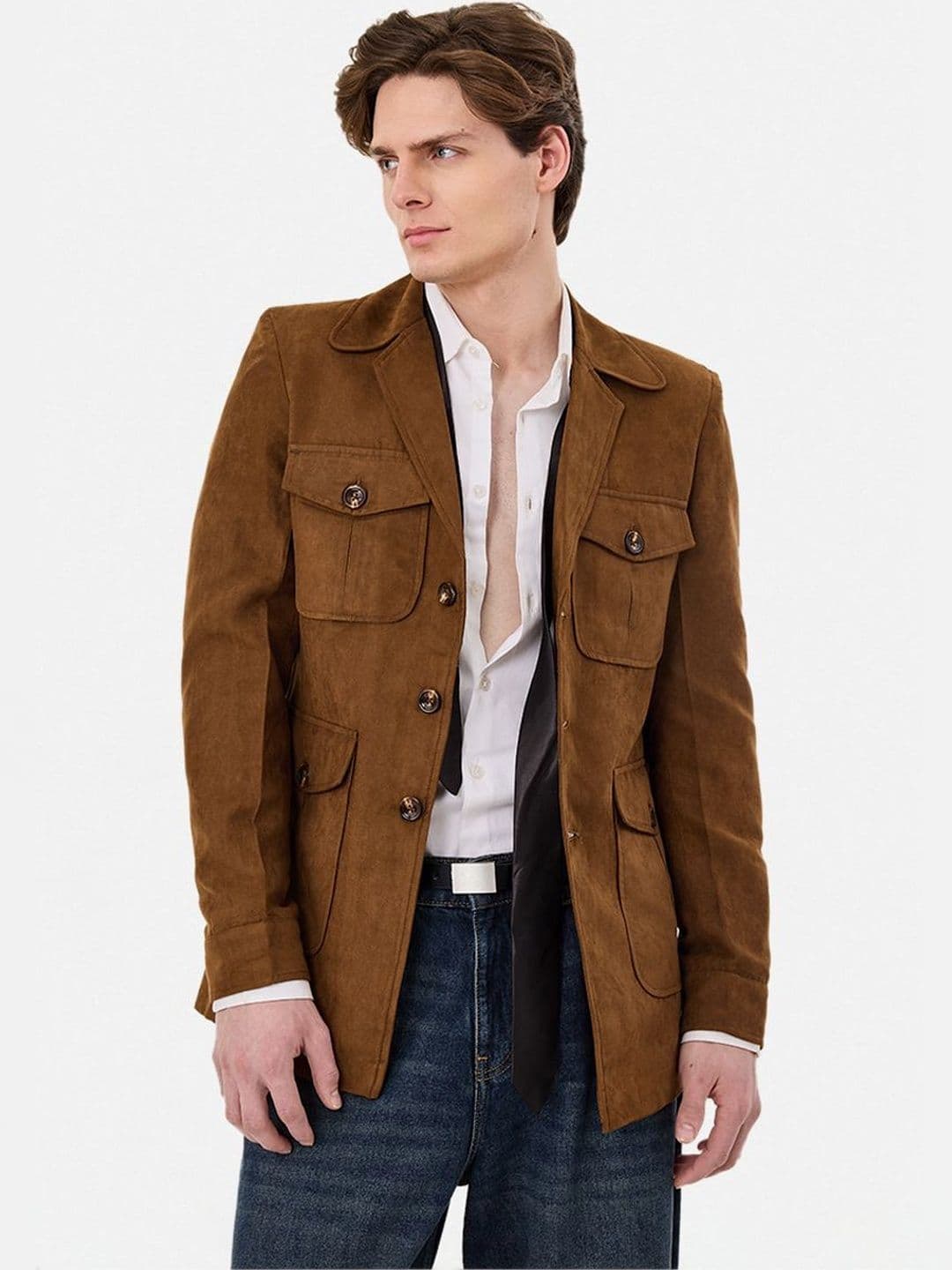 Snitch Brown Solid Jacket - view 1