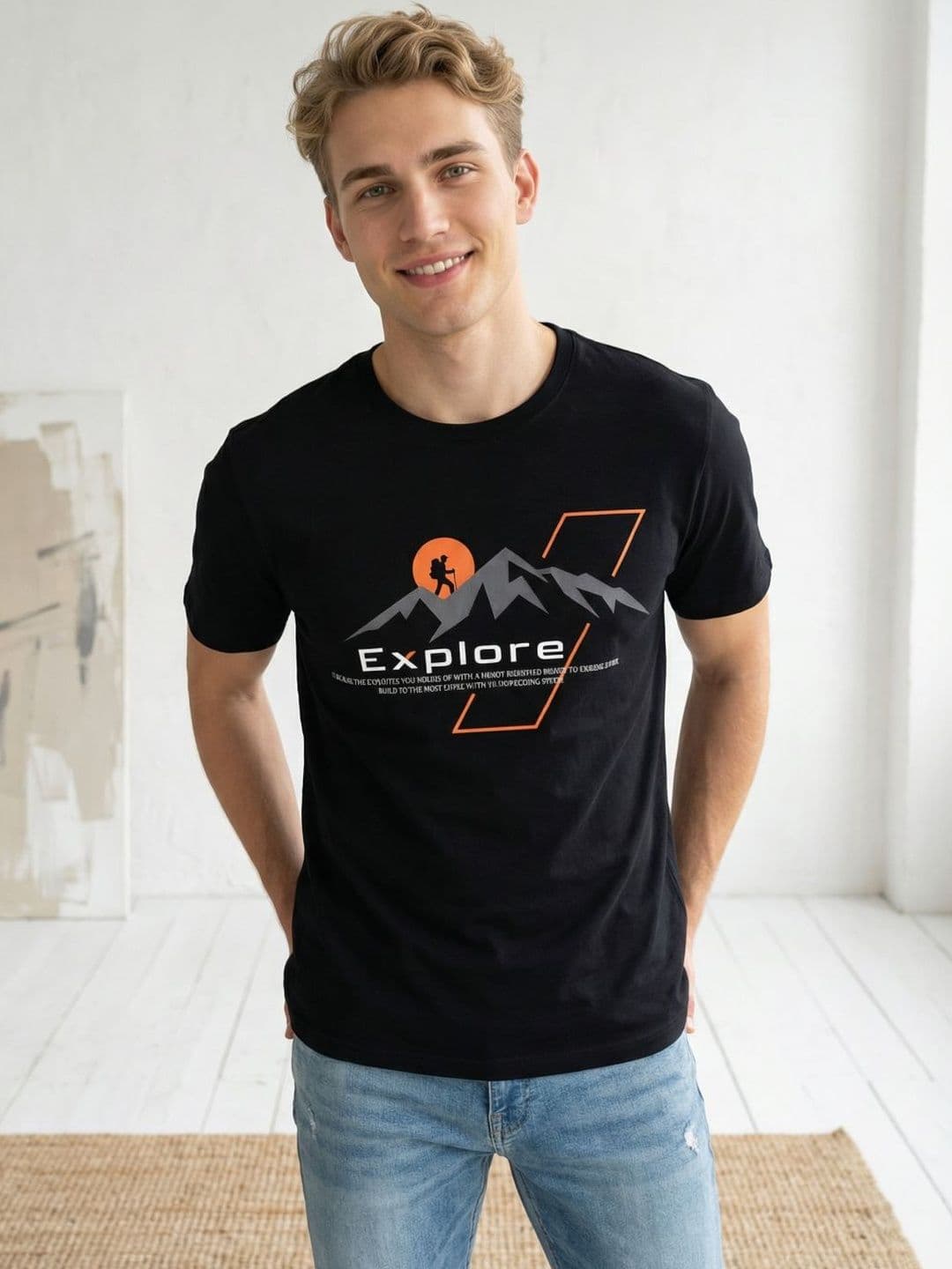 Mast & Harbour Men Printed Pure Cotton T-shirt - view 1