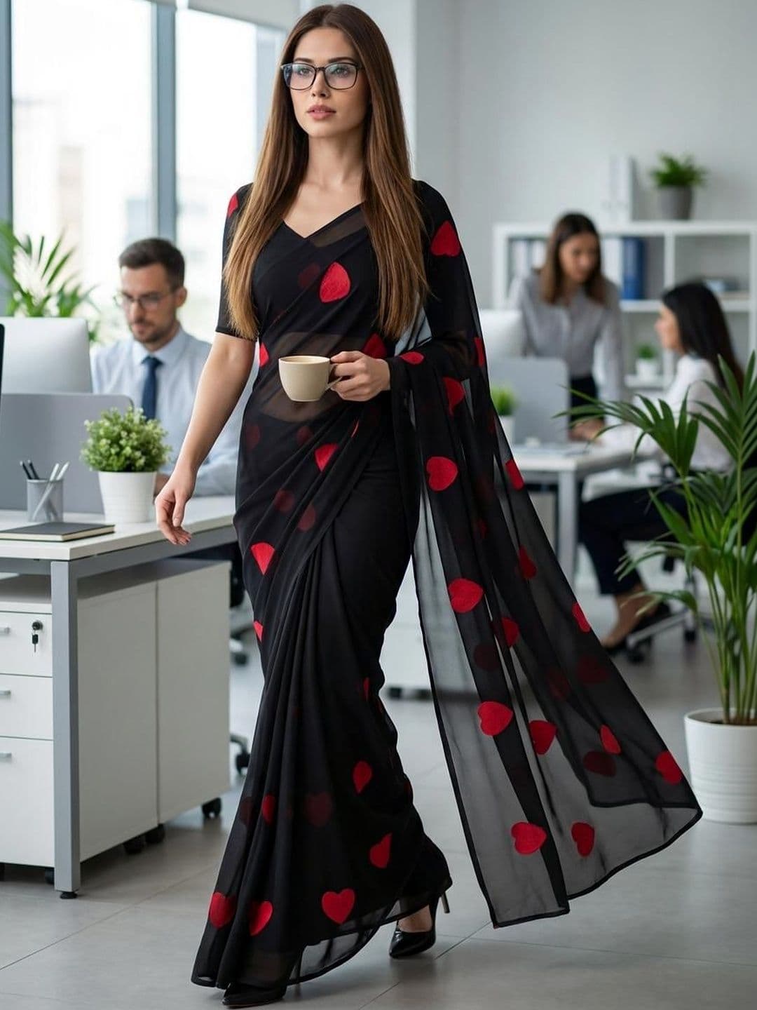 STYLE MODA Poly Chiffon Designer Saree - view 1