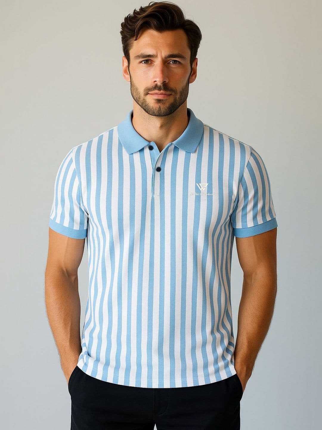 WILD ELEPHANT Men Striped Polo Collar T-shirt - view 1