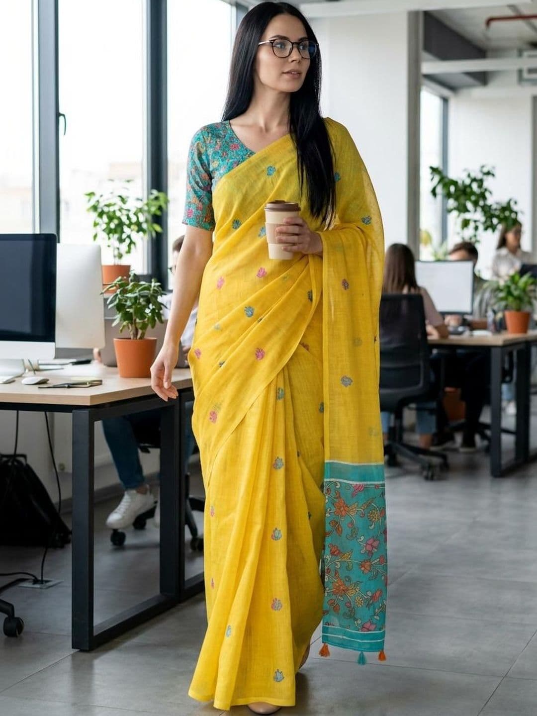 STYLE MODA Floral Handloom Saree - view 1