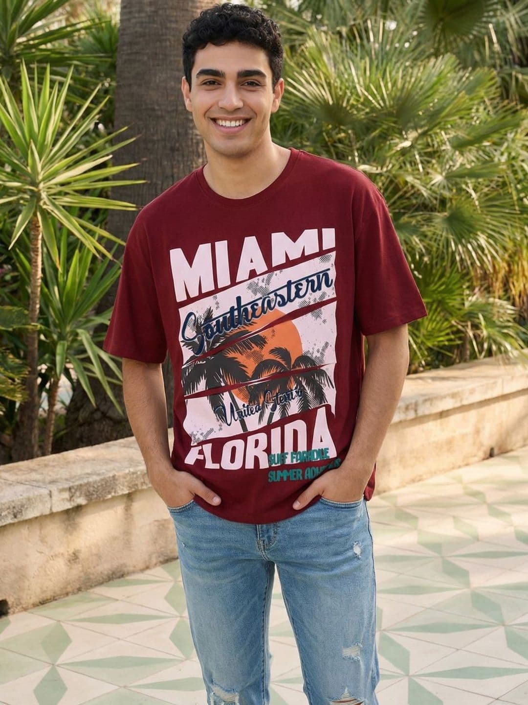 Mast & Harbour Men Printed Pure Cotton T-shirt - view 1