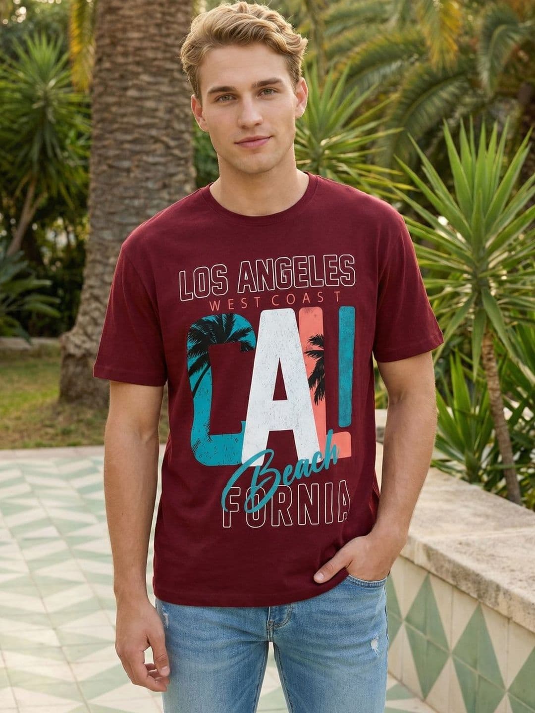 Mast & Harbour Men Printed Pure Cotton T-shirt - view 1