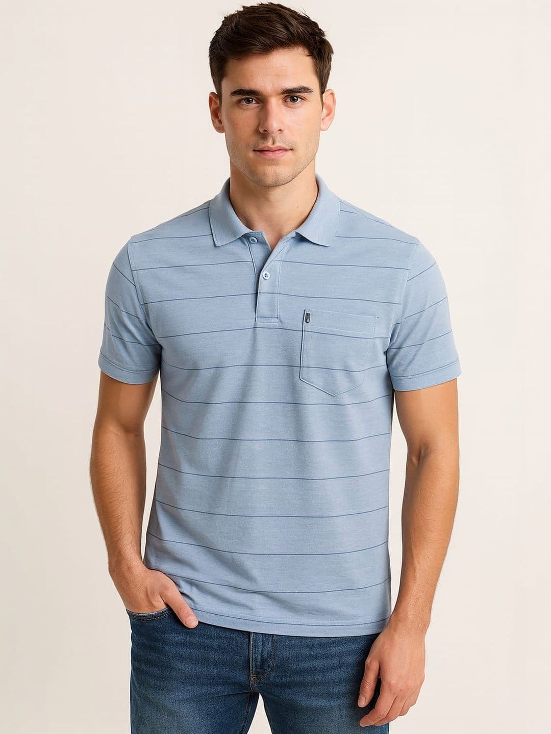 WILD ELEPHANT Men Striped Polo Collar T-shirt - view 1