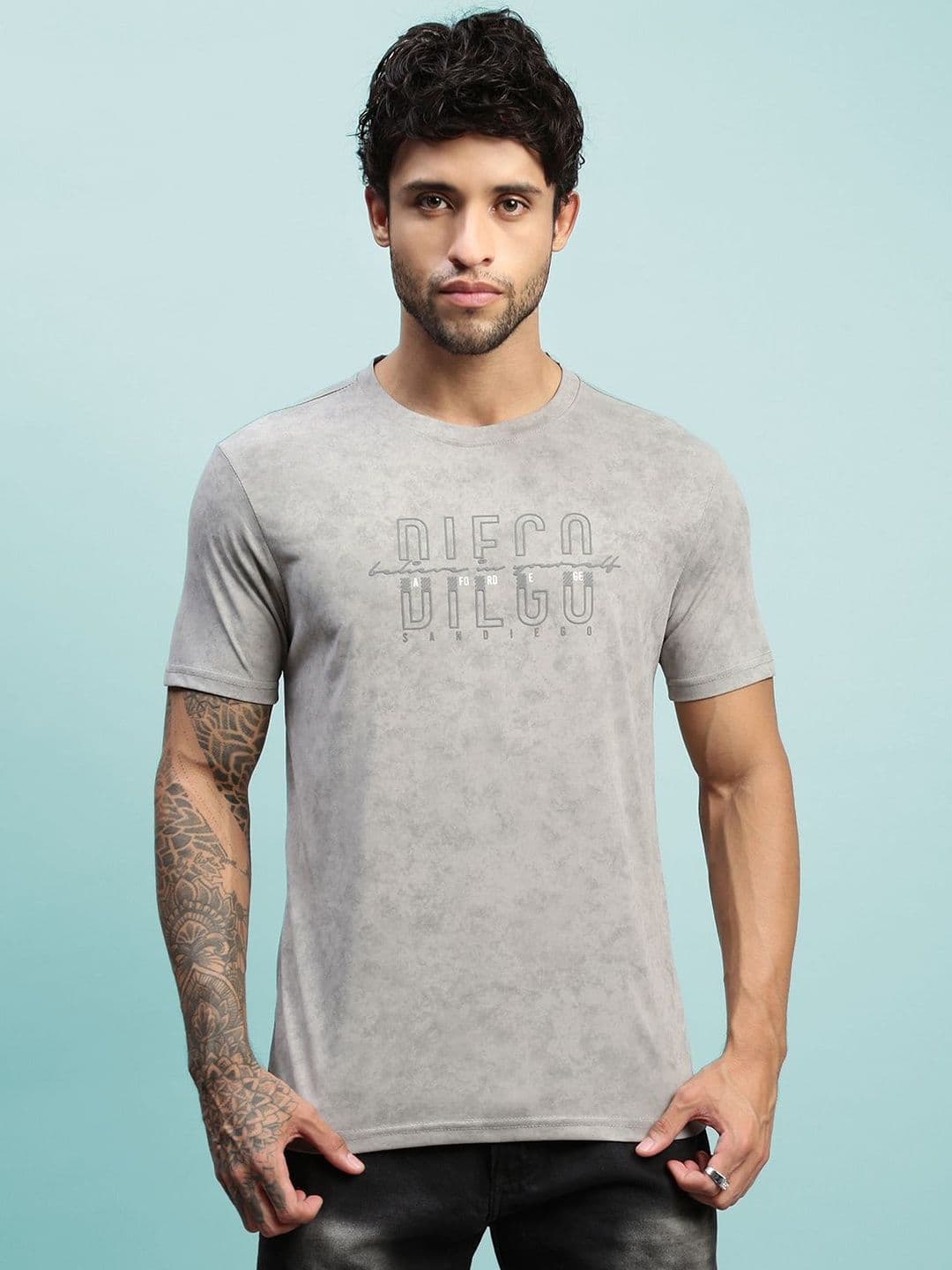 LUX NITRO Men Cloud Burst Print Cotton Blend Round Neck Short Sleeve T Shirt - view 1