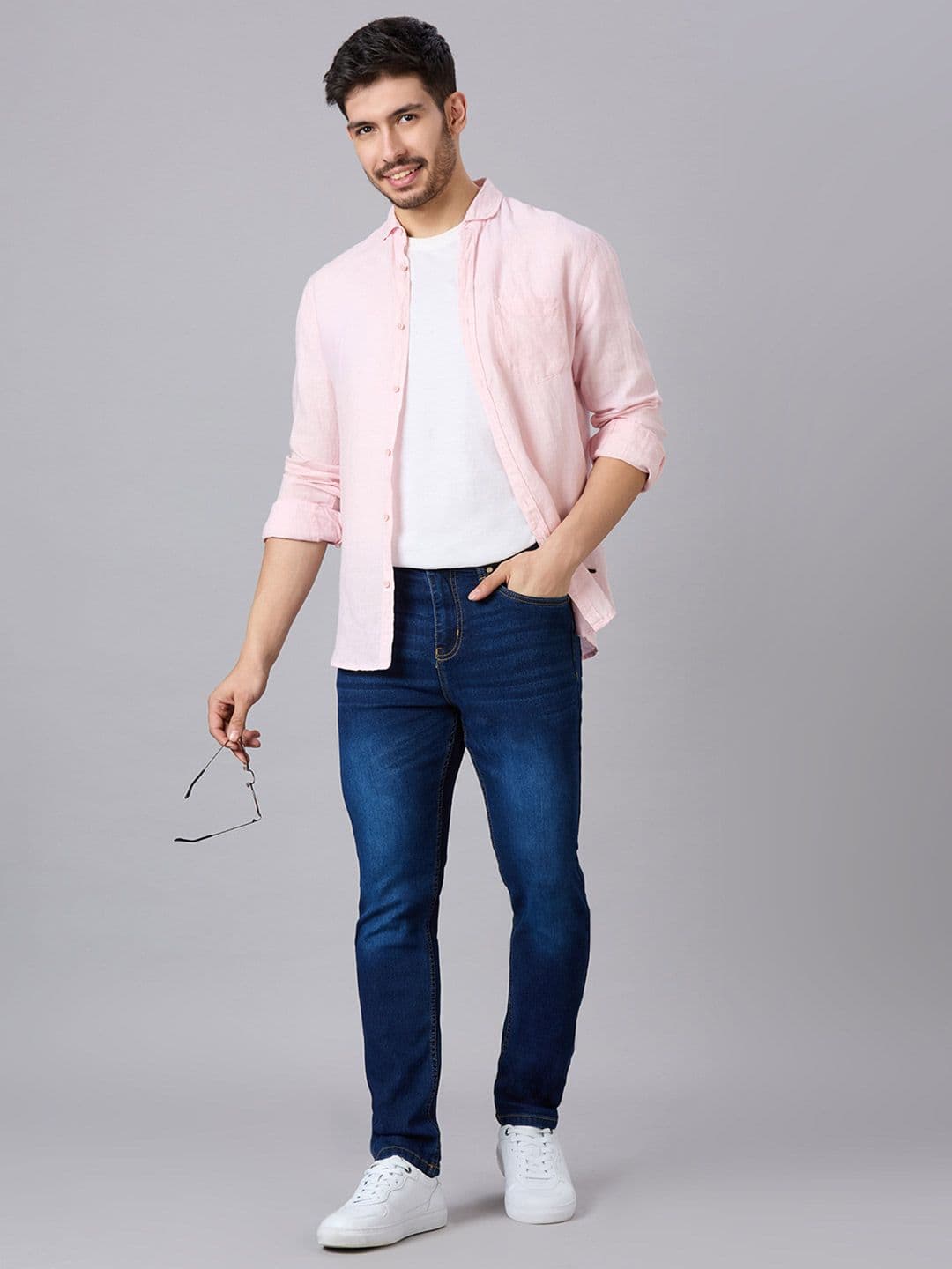 Style Quotient Men Solid Narrow Skinny Fit Mid-Rise Light Fade Stretchable Jeans - view 1