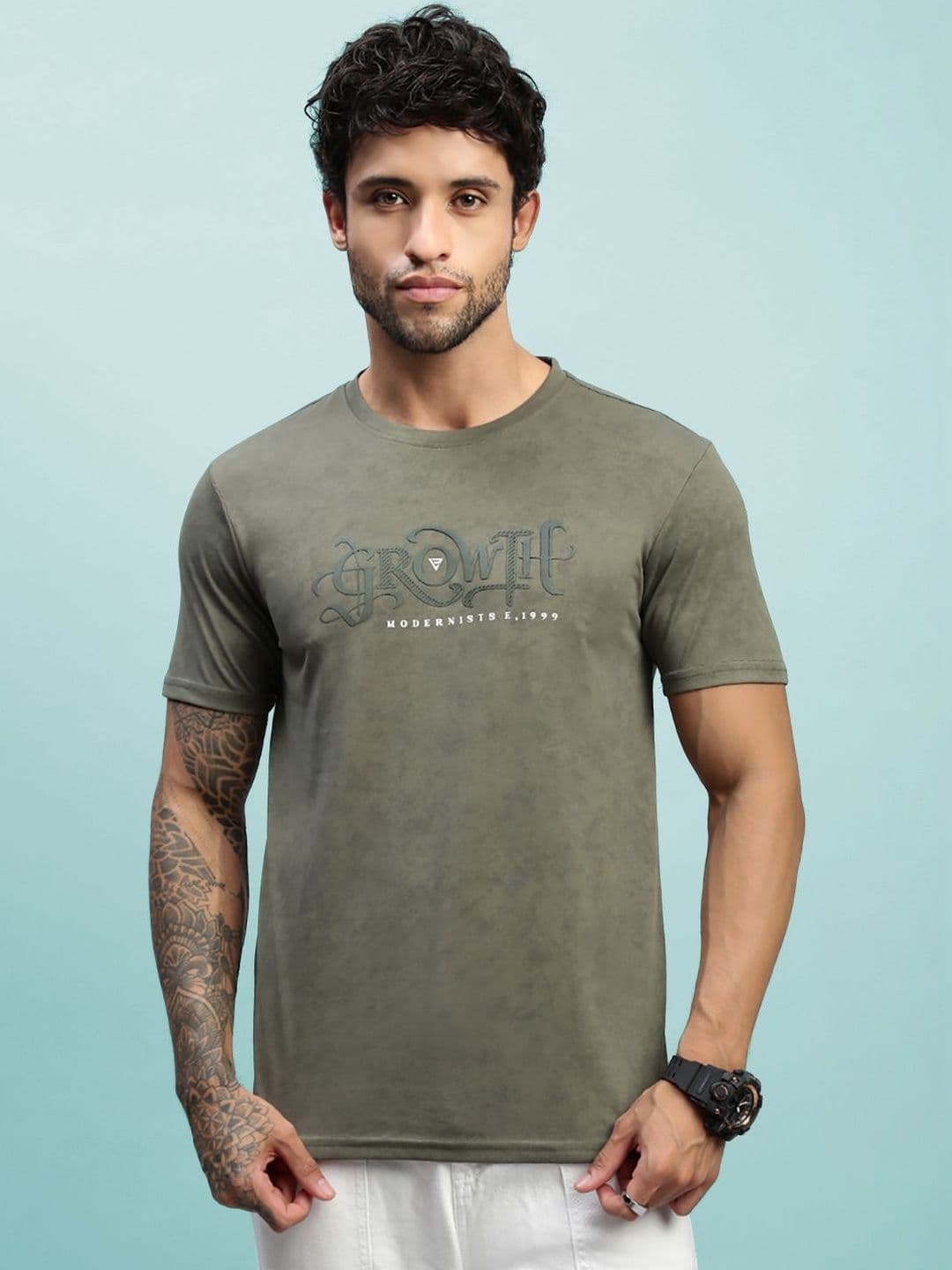 LUX NITRO Men Cloud Burst Print Cotton Blend Round Neck Short Sleeve T Shirt - view 1