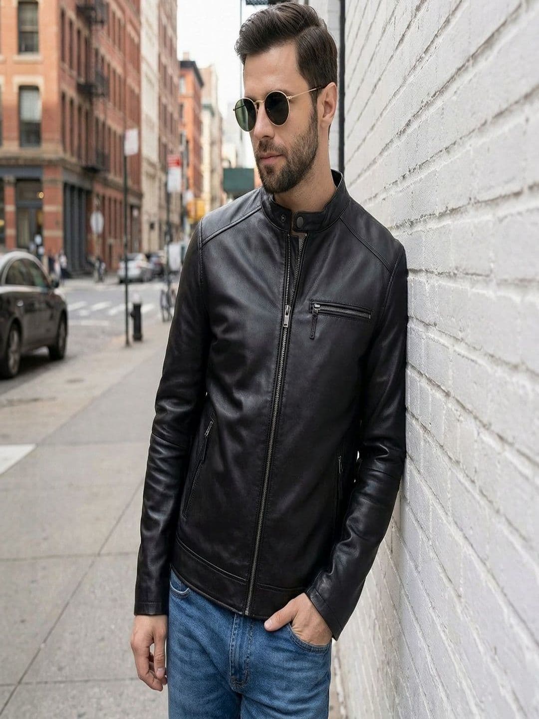 COOL EQUAL Men Leather Water Resistant e-Dry Technology Biker Jacket - view 1