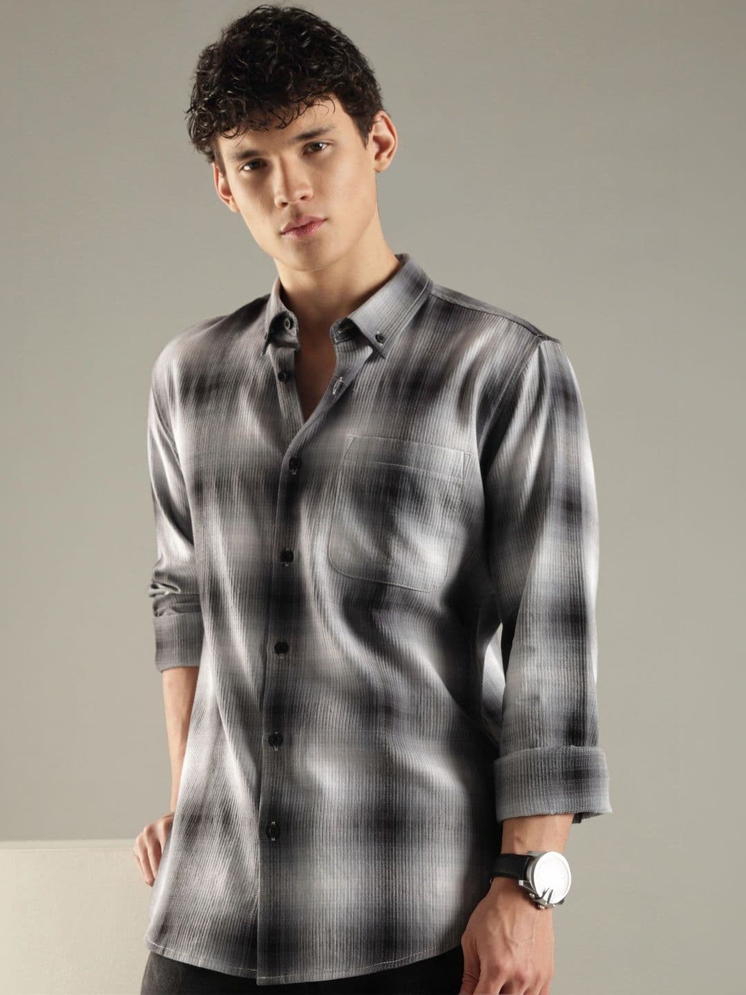 HERE&NOW Men Slim Fit Checked Casual Shirt - view 1