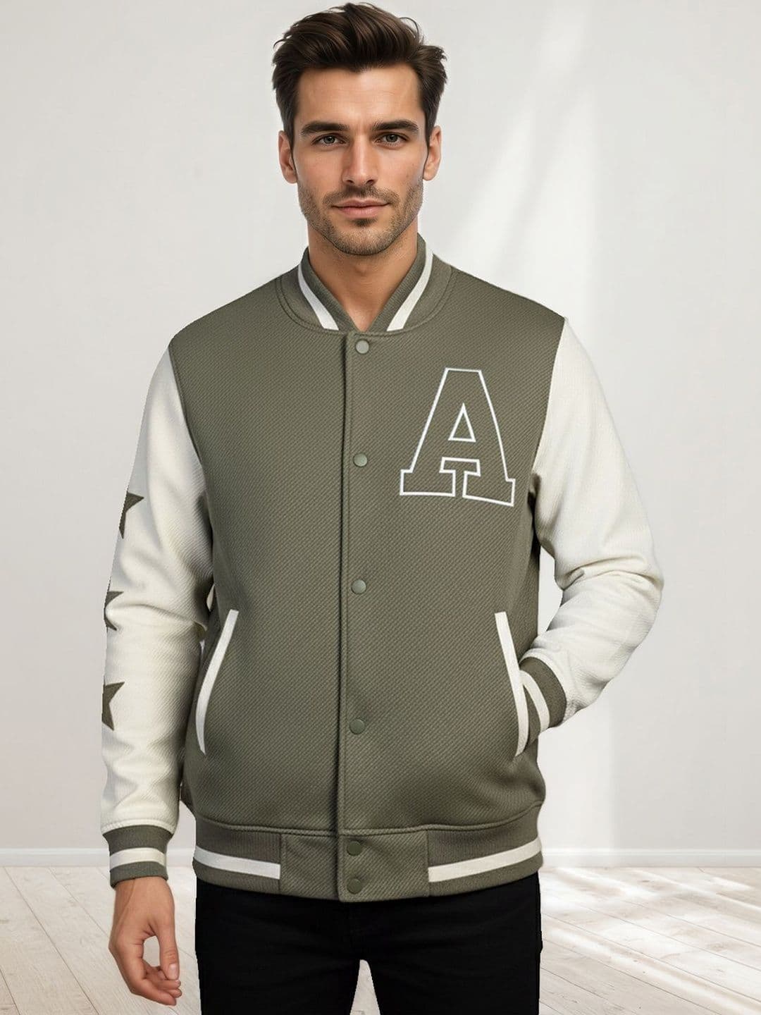 CHKOKKO Men Woollen Lightweight Outdoor Varsity Jacket - view 1