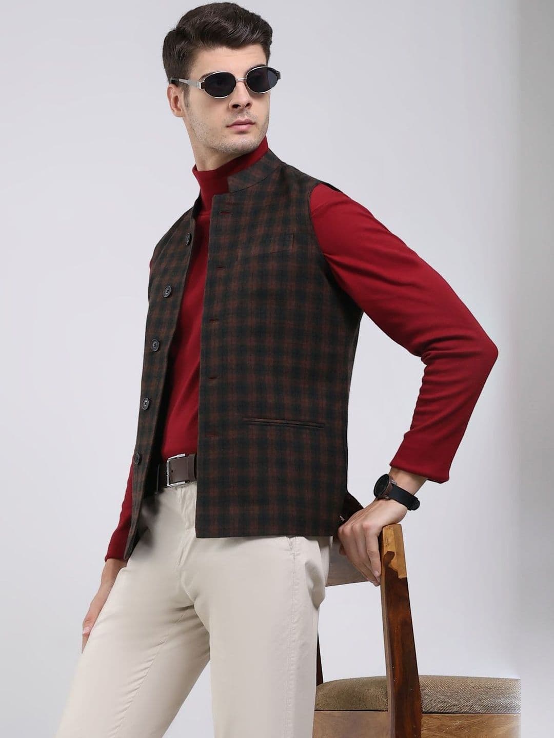 Monte Carlo Men Checked Outdoor Puffer Jacket - view 1