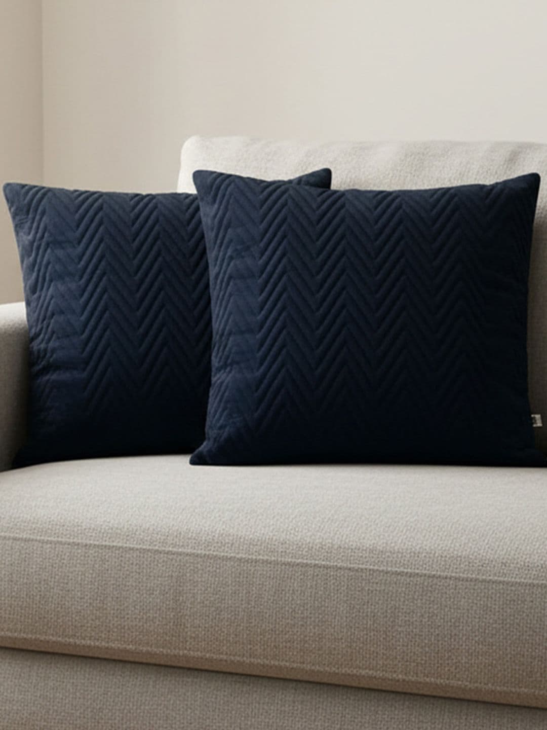 HOMEMONDE Blue Set of 2 Geometric Square Cushion Covers - view 1