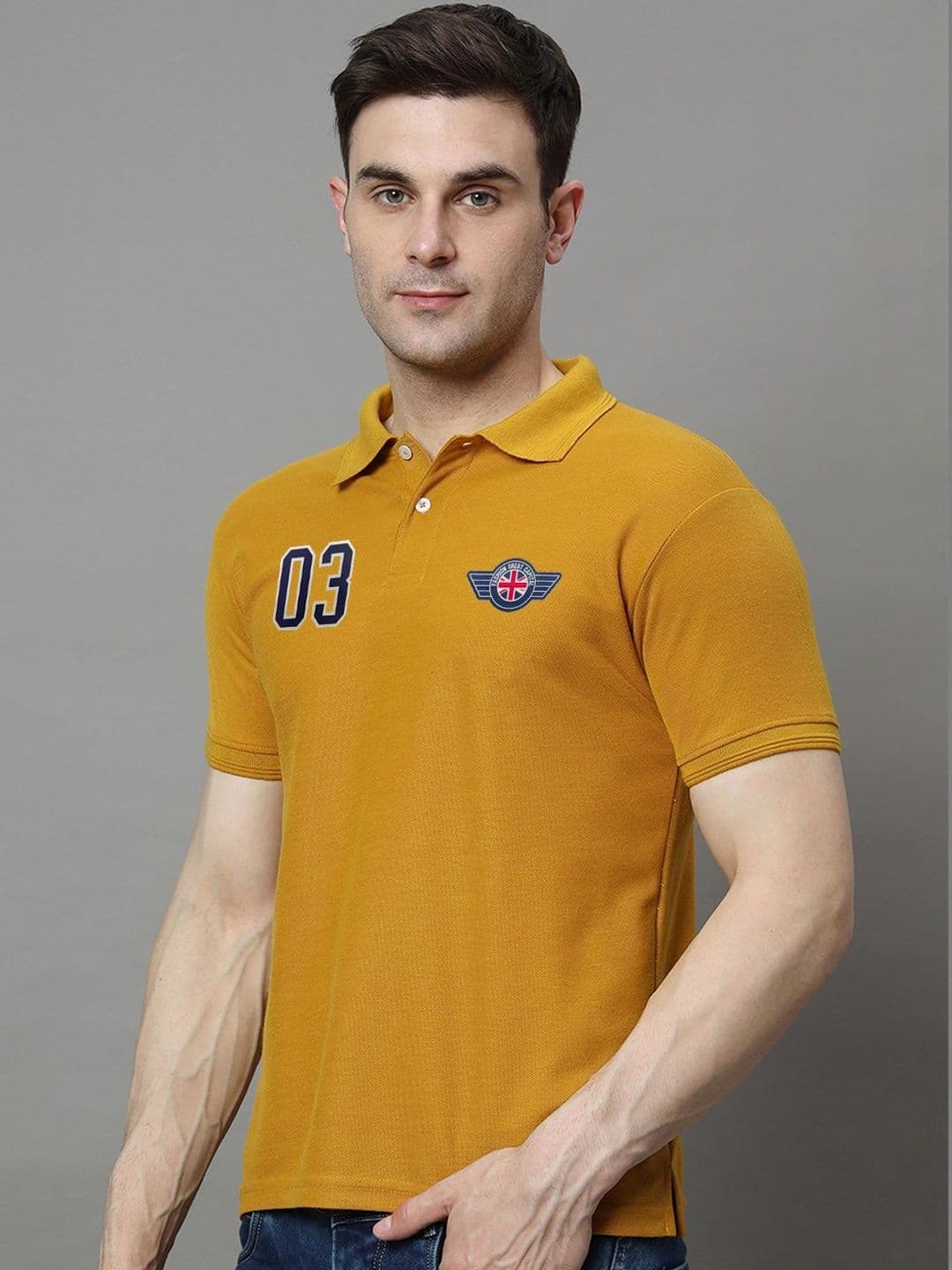 SZN Men Brand Logo Printed Polo Collar Applique T-shirt - view 1