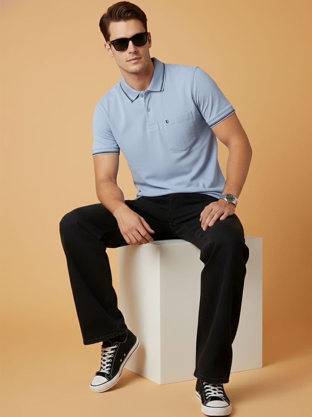 UNIBERRY Men Polo Collar Pockets T-shirt - view 1