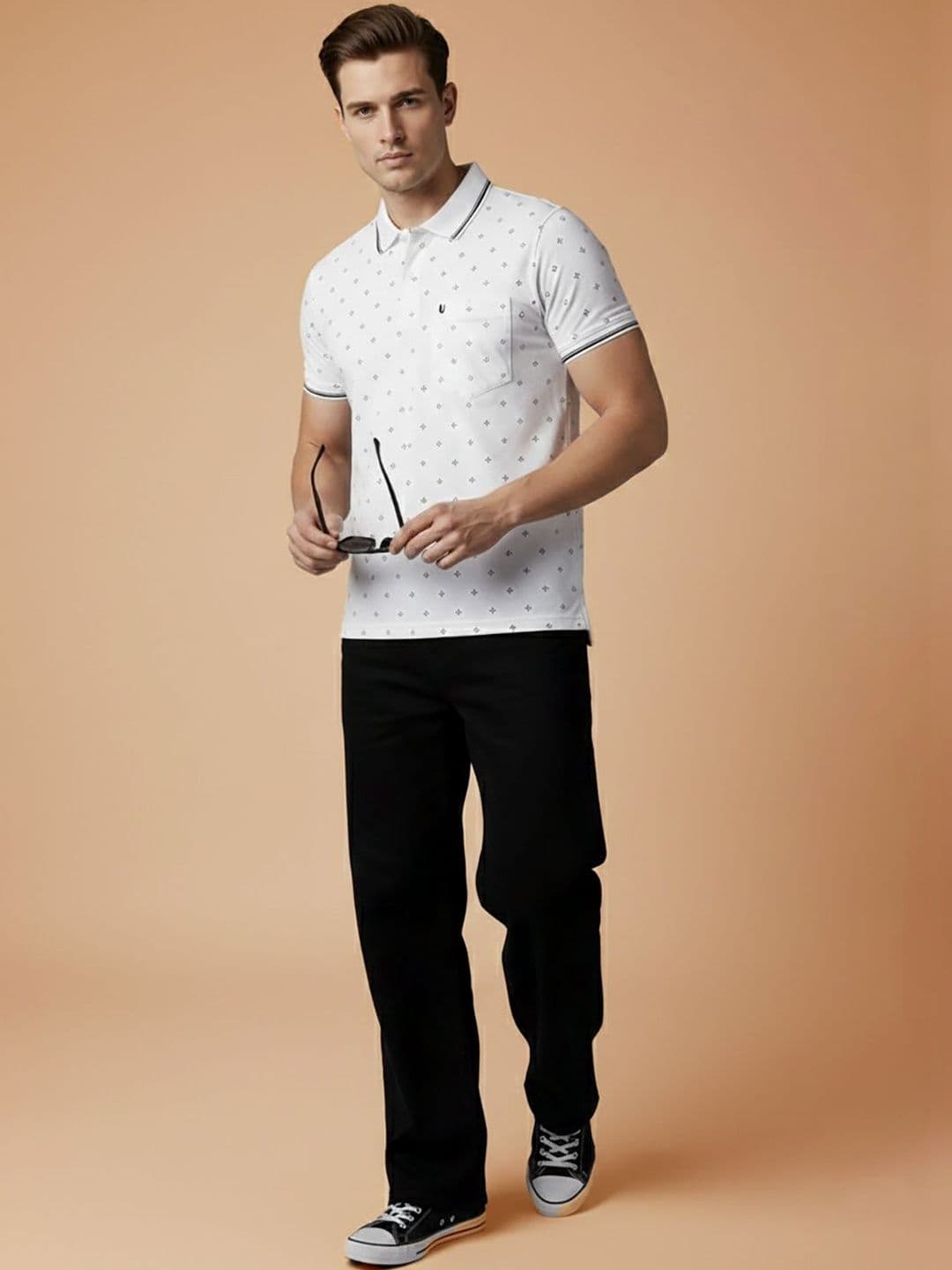 UNIBERRY Men Printed Polo Collar Pockets T-shirt - view 1