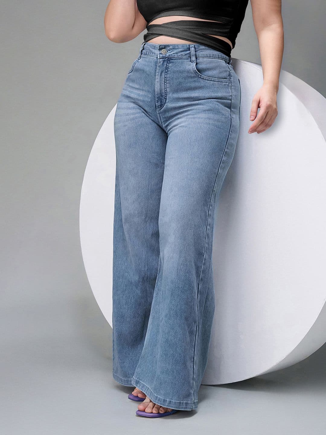 Miss Chase A+ Plus Size Women's Wide-Leg High Rise Clean Look Stretchable Denim Jeans - view 1