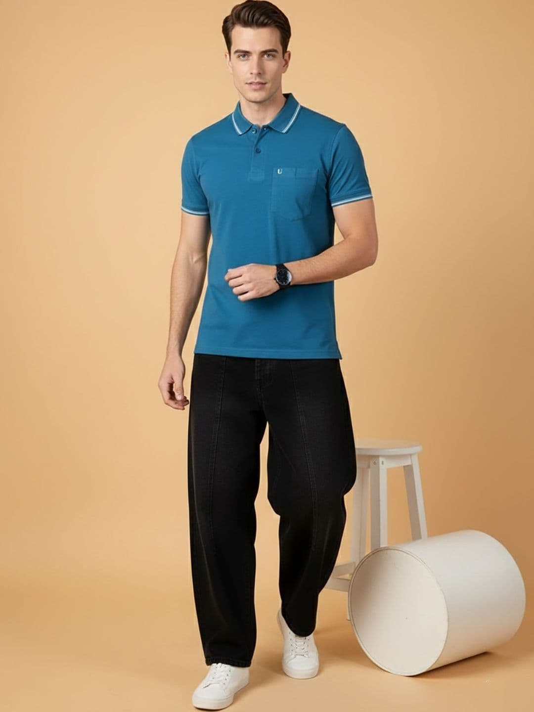 UNIBERRY Men Polo Collar Pockets T-shirt - view 1