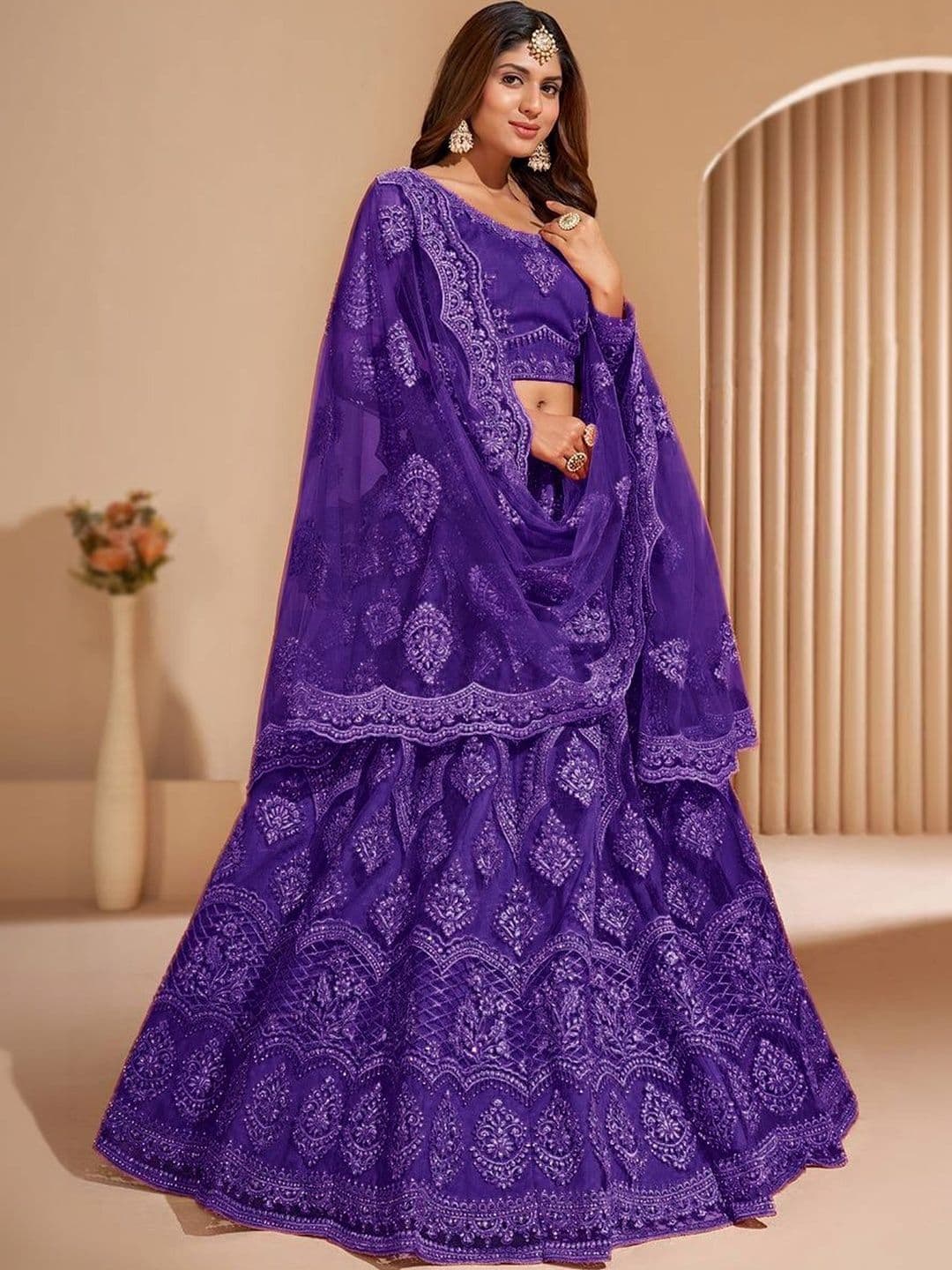 REELOVE FACTORY Embellished Sequinned Semi-Stitched Lehenga & Blouse With Dupatta - view 1