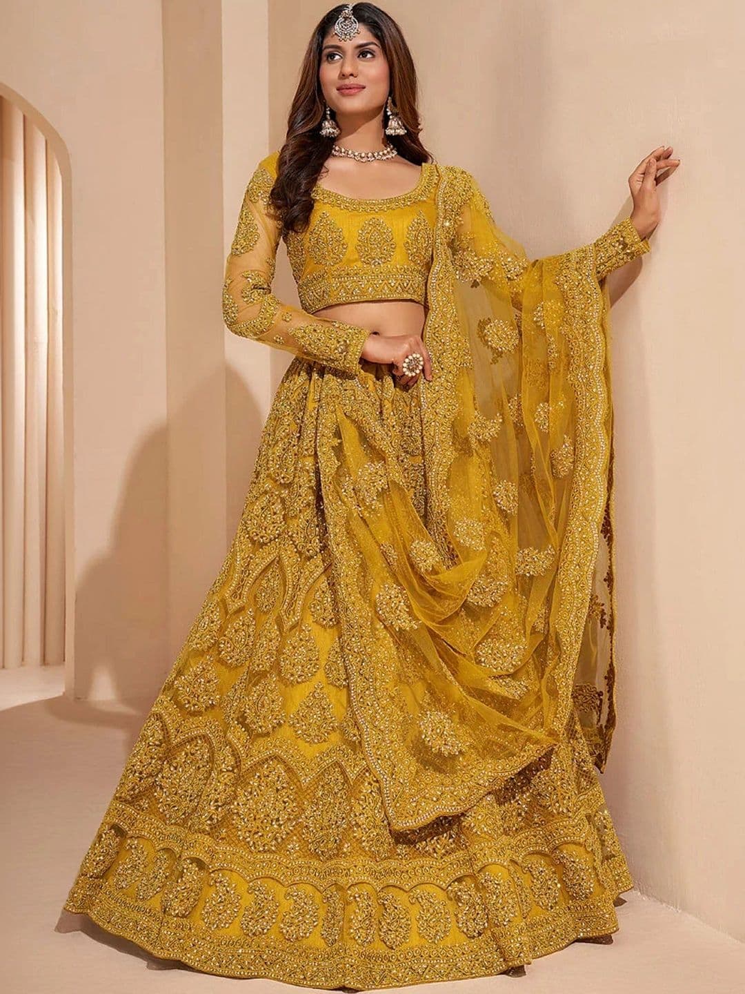 REELOVE FACTORY Embroidered Sequinned Semi-Stitched Lehenga & Unstitched Blouse With Dupatta - view 1