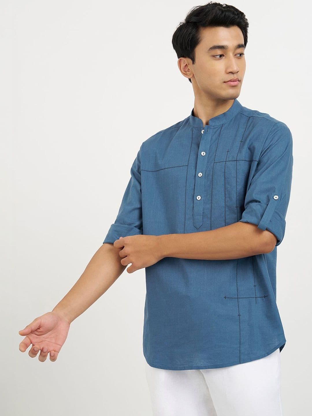 indus route by Pantaloons Men Printed Thread Work Kurta - view 1