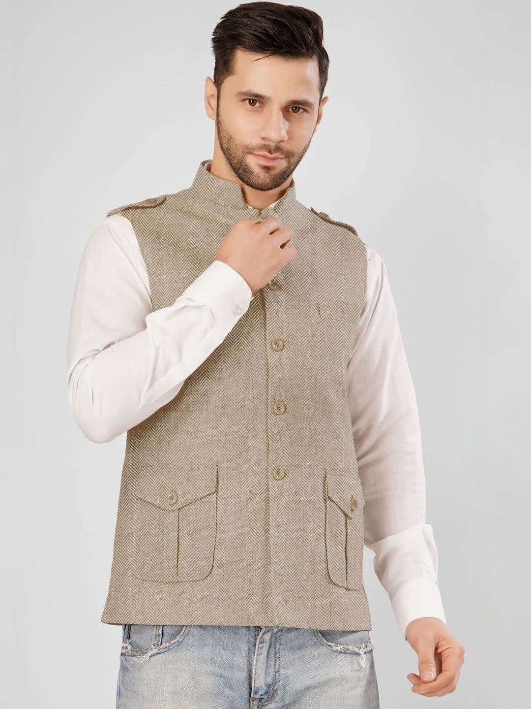 Wintage Woven Design Nehru Jackets - view 1
