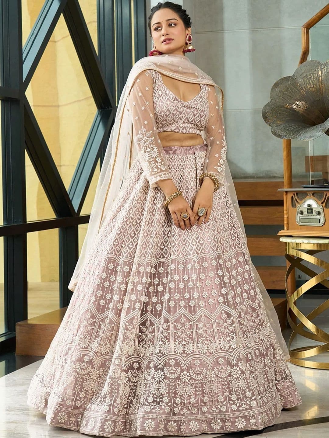 UDBHAV EXPORT Embroidered Thread Work Semi-Stitched Lehenga & Blouse With Dupatta - view 1