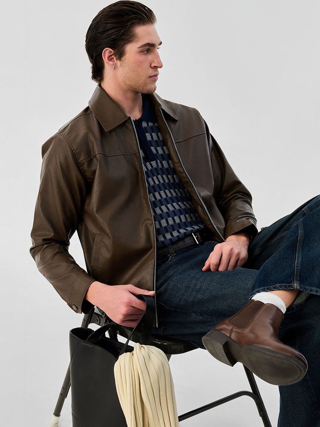 Snitch Brown Solid Jacket - view 1