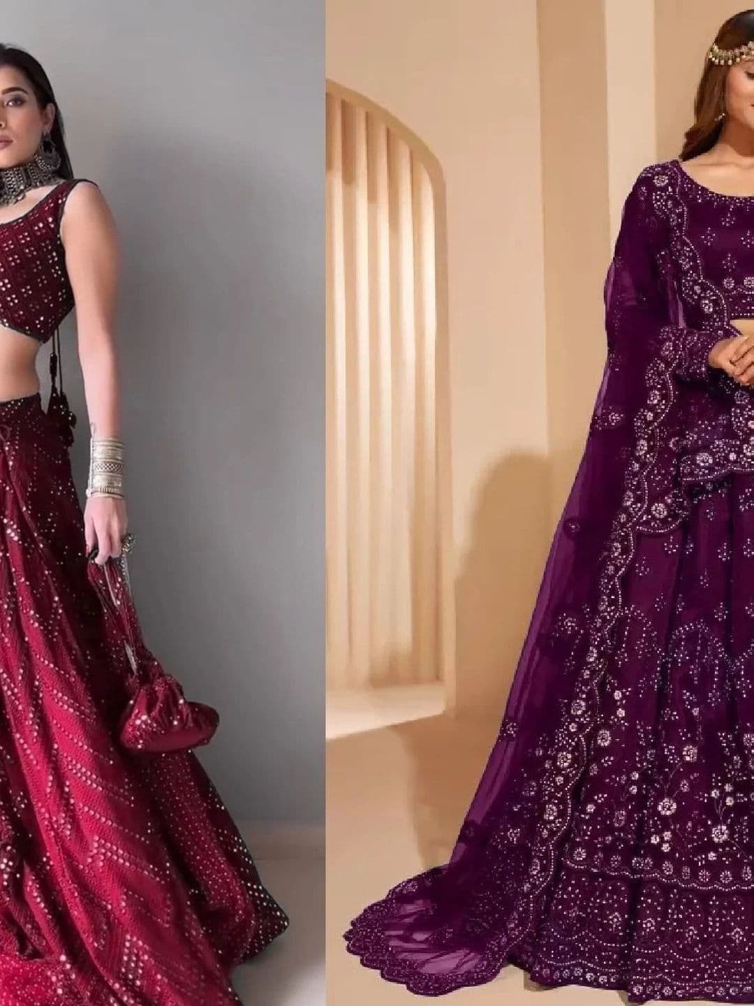 UDBHAV EXPORT Embellished Sequinned Semi-Stitched Lehenga & Unstitched Blouse With Dupatta - view 1