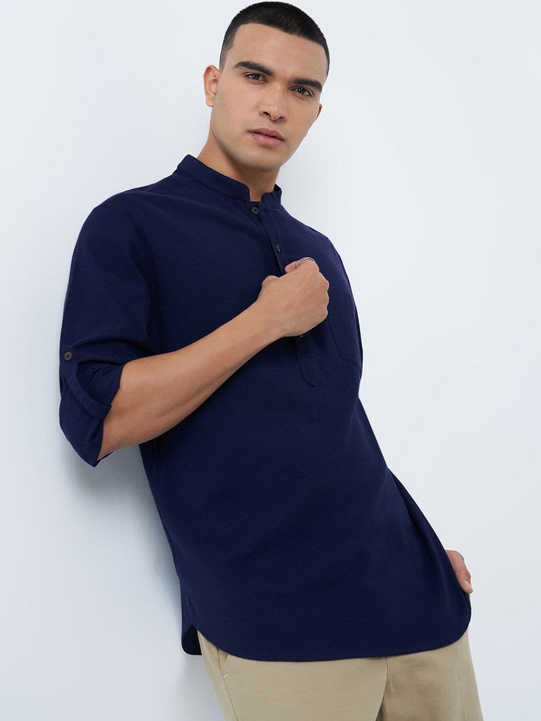 indus route by Pantaloons Men Thread Work Kurta - view 1