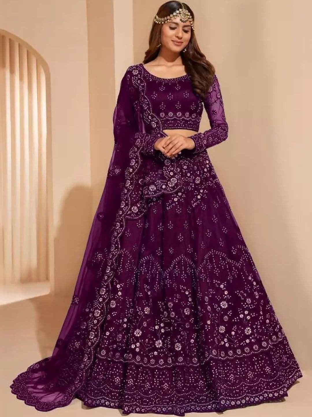 REELOVE FACTORY Embellished Sequinned Semi-Stitched Lehenga & Unstitched Blouse With Dupatta - view 1