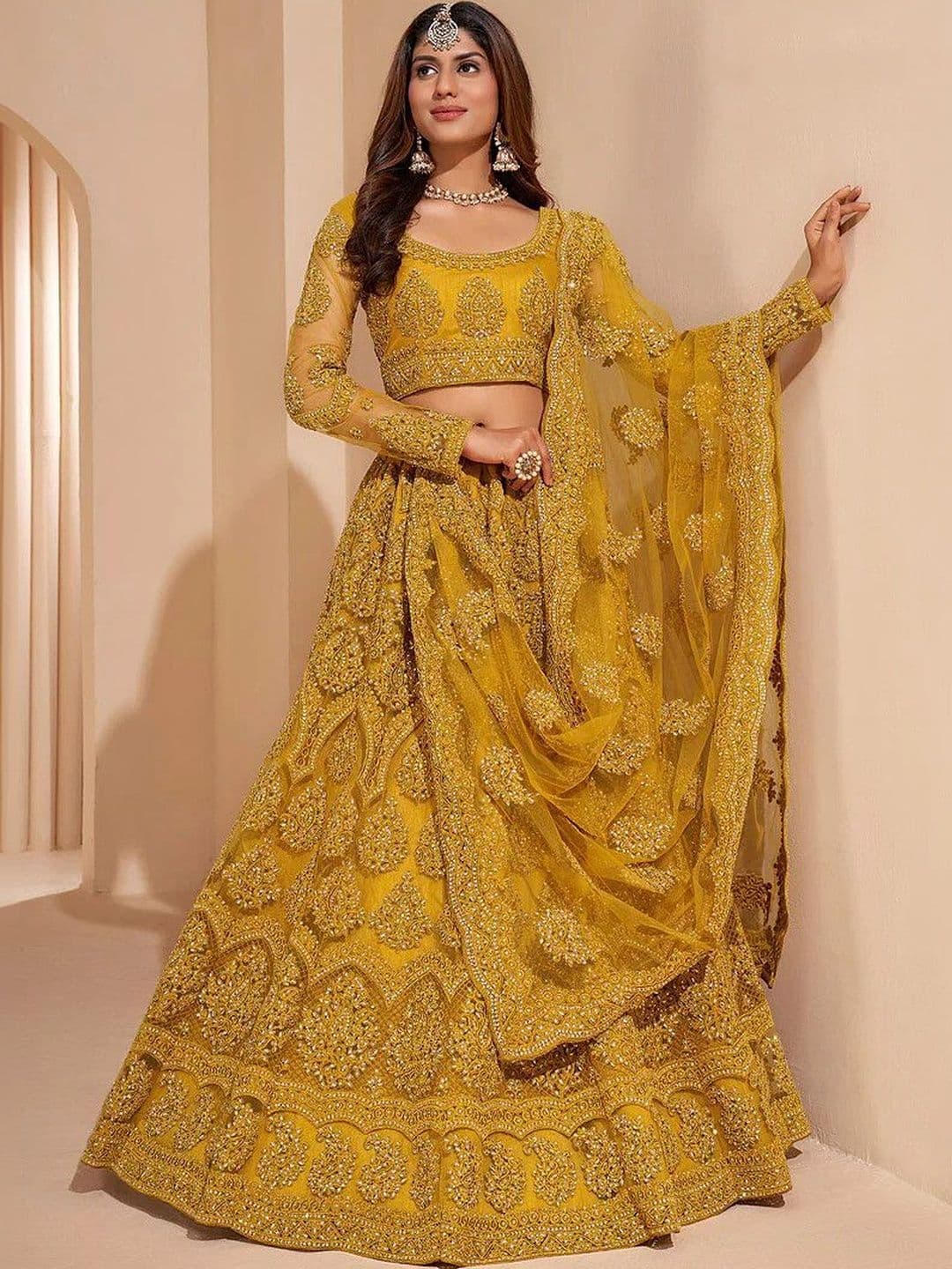 UDBHAV EXPORT Embroidered Semi-Stitched Lehenga & Unstitched Blouse With Dupatta - view 1