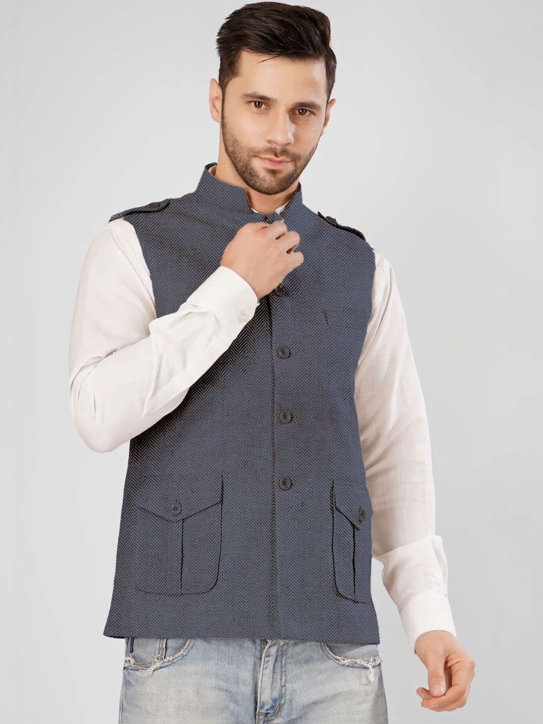 Wintage Woven Design Nehru Jackets - view 1