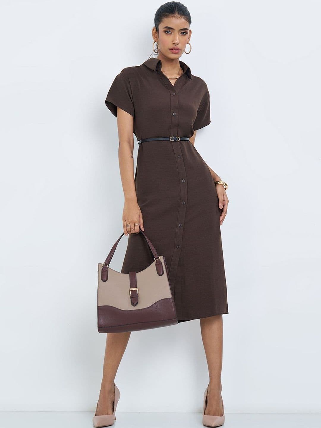 Annabelle by Pantaloons Shirt Midi Dress - view 1