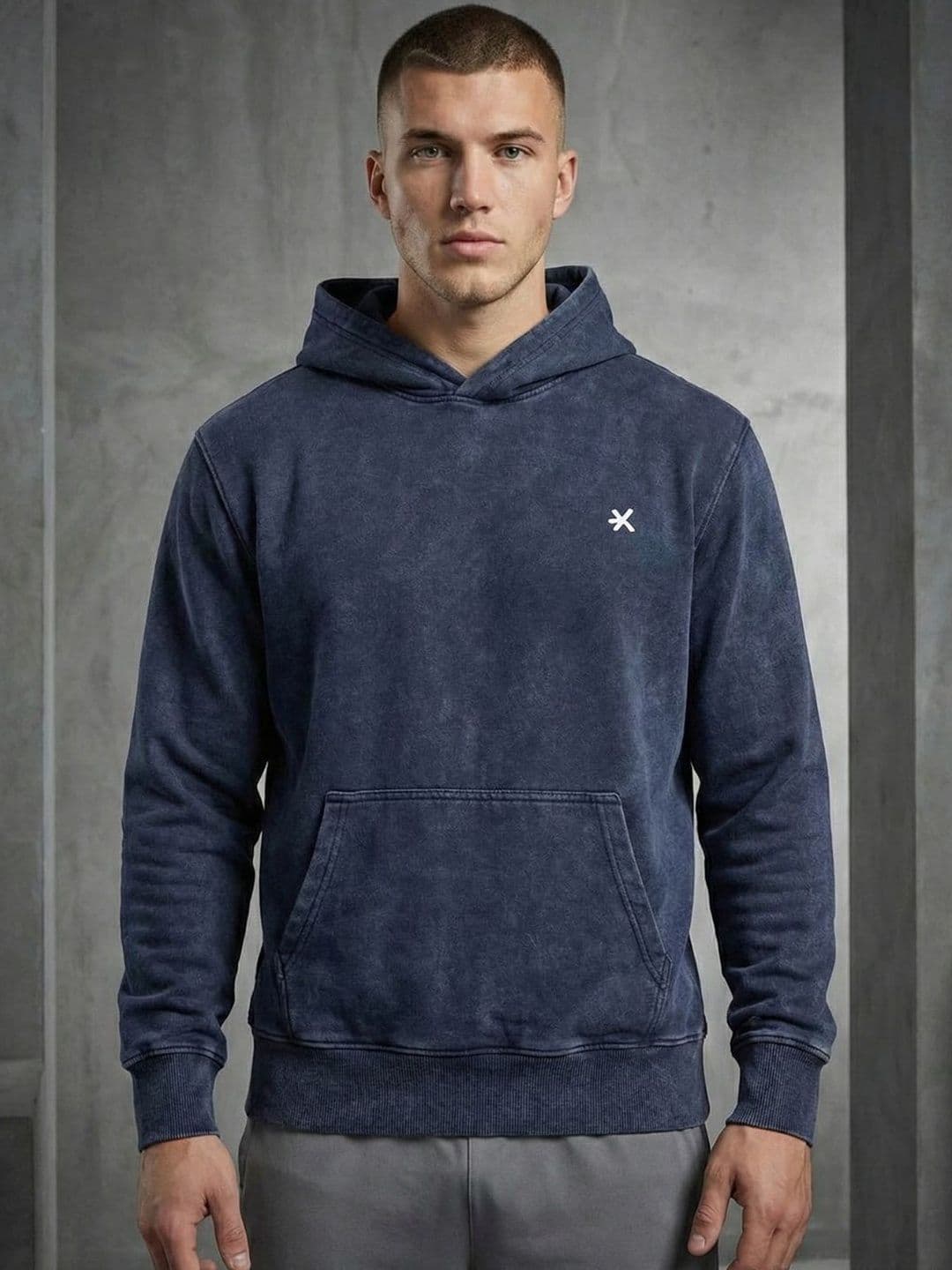 HRX by Hrithik Roshan Men Overdyed Acid Wash Hooded Sweatshirt - view 1