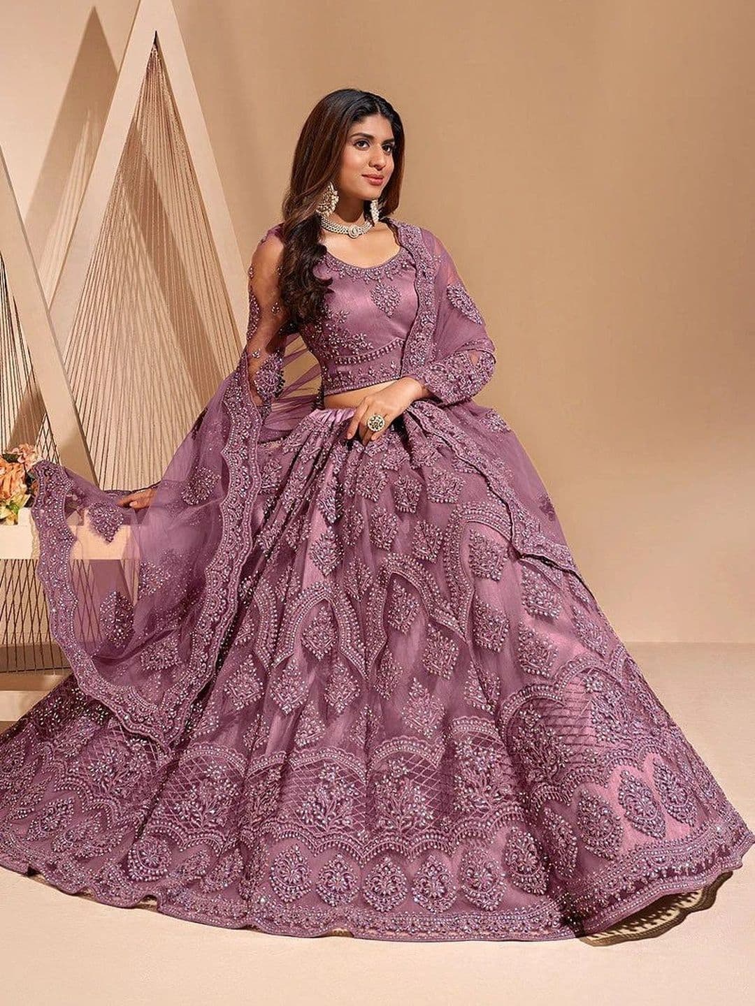 REELOVE FACTORY Embellished Sequinned Semi-Stitched Lehenga & Unstitched Blouse - view 1