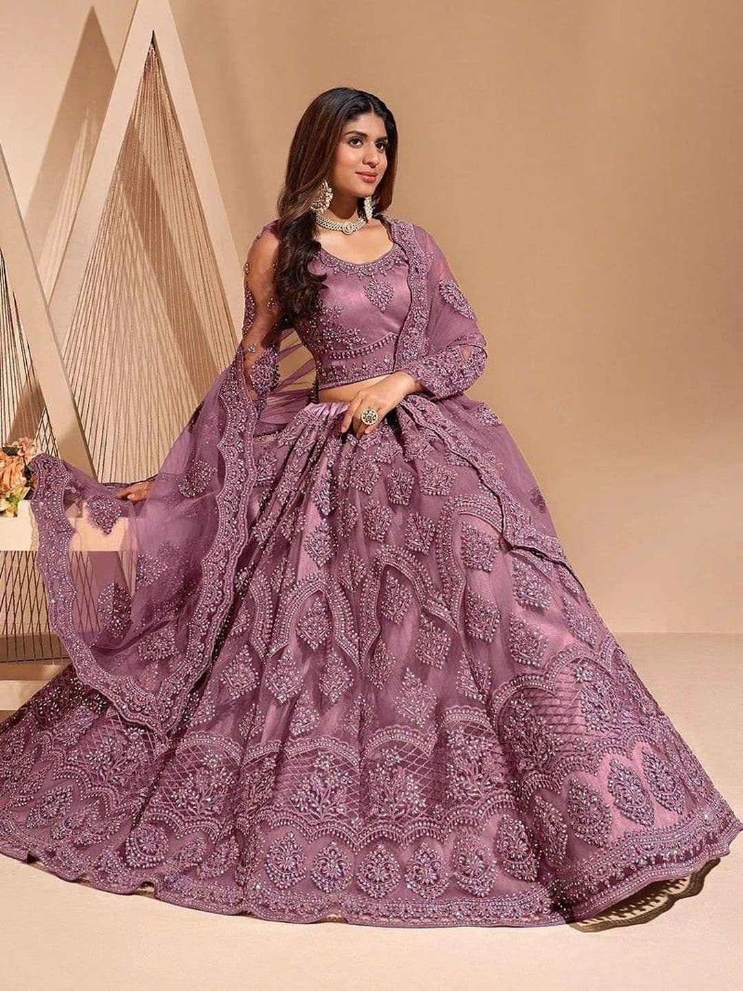 REELOVE FACTORY Embroidered Sequinned Semi-Stitched Lehenga & Unstitched Blouse With Dupatta - view 1