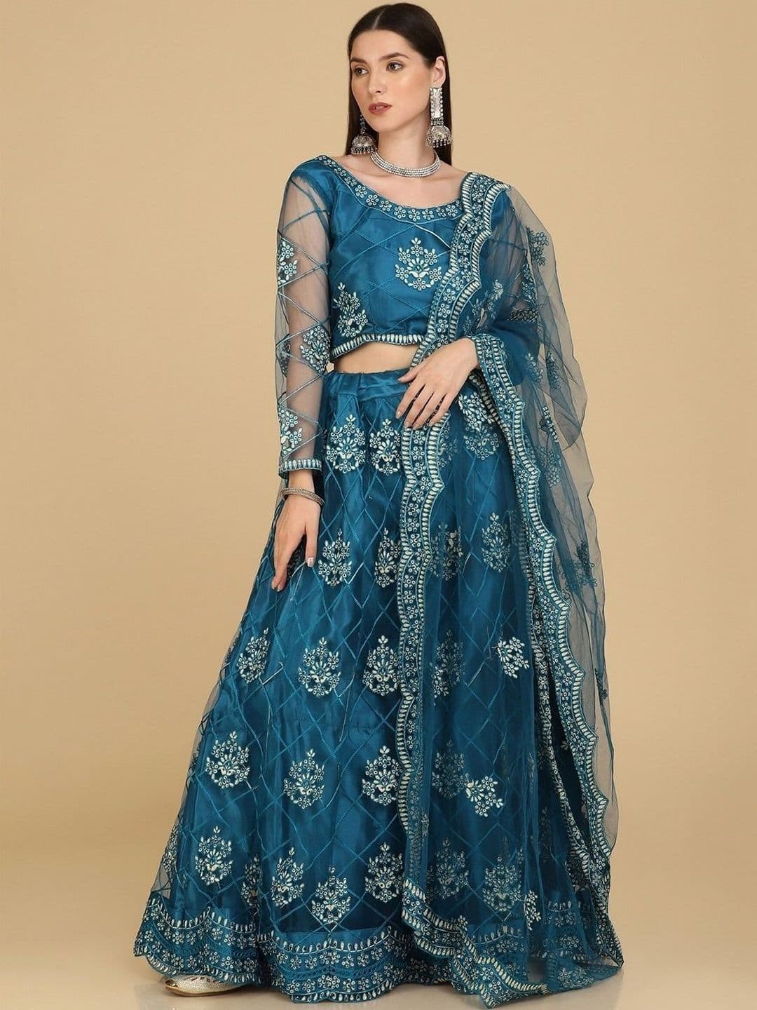 UDBHAV EXPORT Embroidered Thread Work Ready to Wear Lehenga & Blouse With Dupatta - view 1