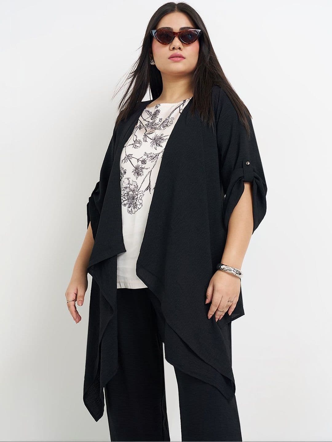 Honey Curvytude by Pantaloons Women Open Front Jacket - view 1