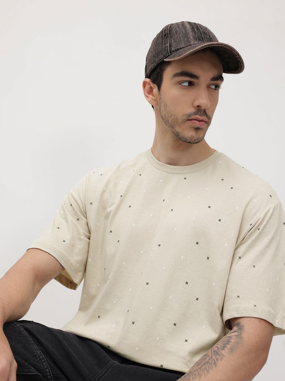 The Roadster Life Co. Micro or Ditsy Printed Pure Cotton T-shirt - view 1