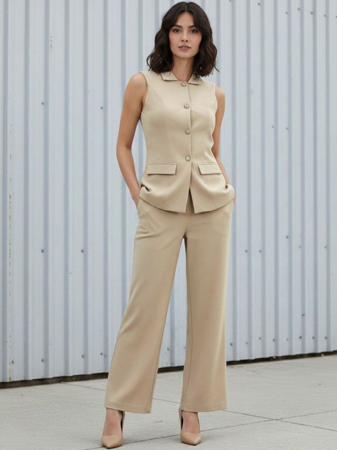 glitchez Polo Collar Top With Trousers Co-Ords - view 1