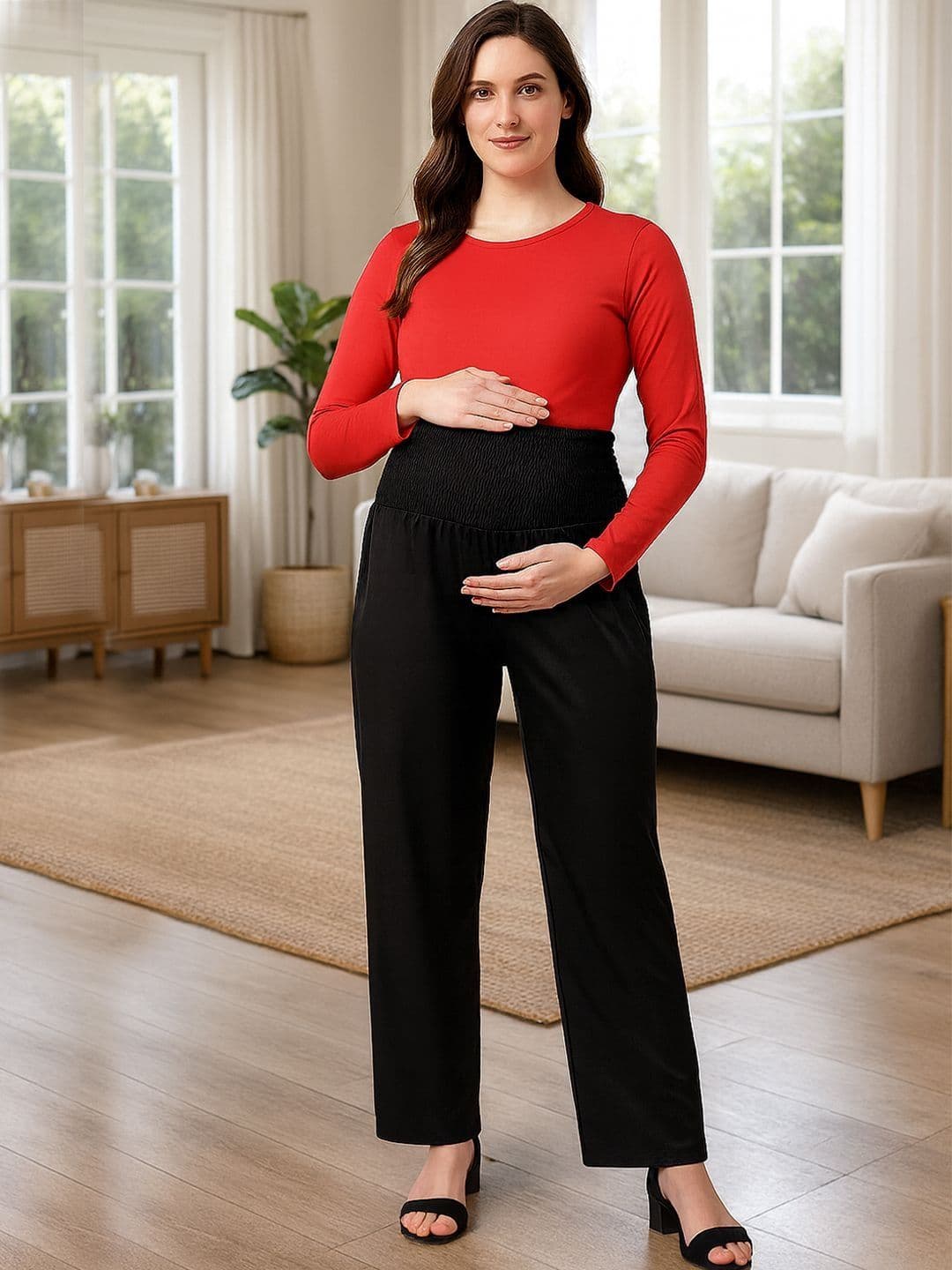 angloindu Women Straight Fit Maternity Trousers - view 1