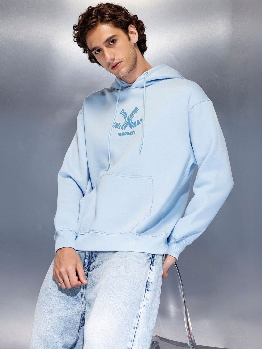 WROGN Men Printed Hooded Sweatshirt - view 1